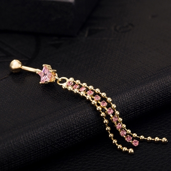 Gold Plated Navel Belly Button Ring Body Piercing - 9