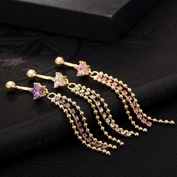 Gold Plated Navel Belly Button Ring Body Piercing - 6