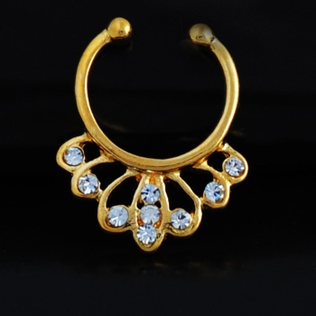 GUL GULD Näsa Ringar piercing falska Septum
