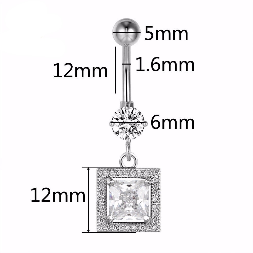 Bright CZ Diamond Flower Ring G23 Titanium NAVEL - 2
