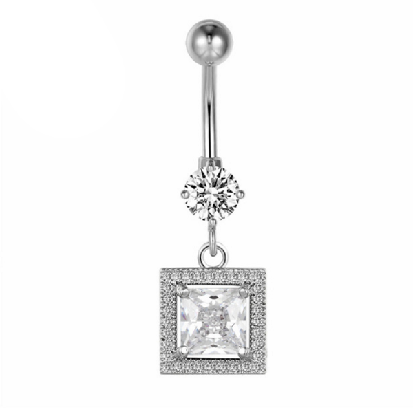 Bright CZ Diamond Flower Ring G23 Titanium NAVEL
