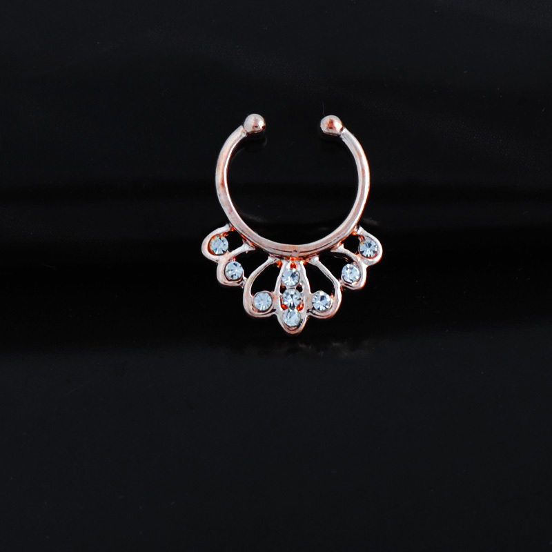 ROSE GOLD Nose Rings Body Piercing Fake Septum Clicker - 3