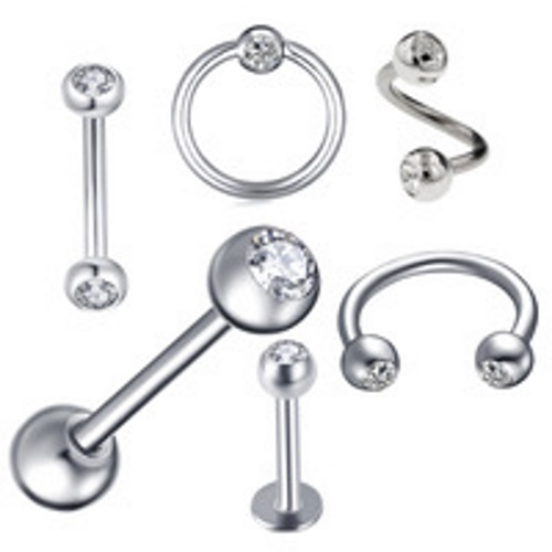 Set Labret Lip Tongue Eyebrow Rings Tragus Ear BarbellMix 6 Styles