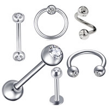 Set Labret Lip Tongue Eyebrow Rings Tragus Ear BarbellMix 6 Styles
