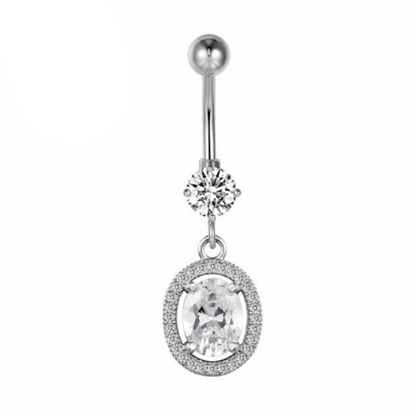 Bright CZ Diamond Flower Ring G23 Titanium NAVEL