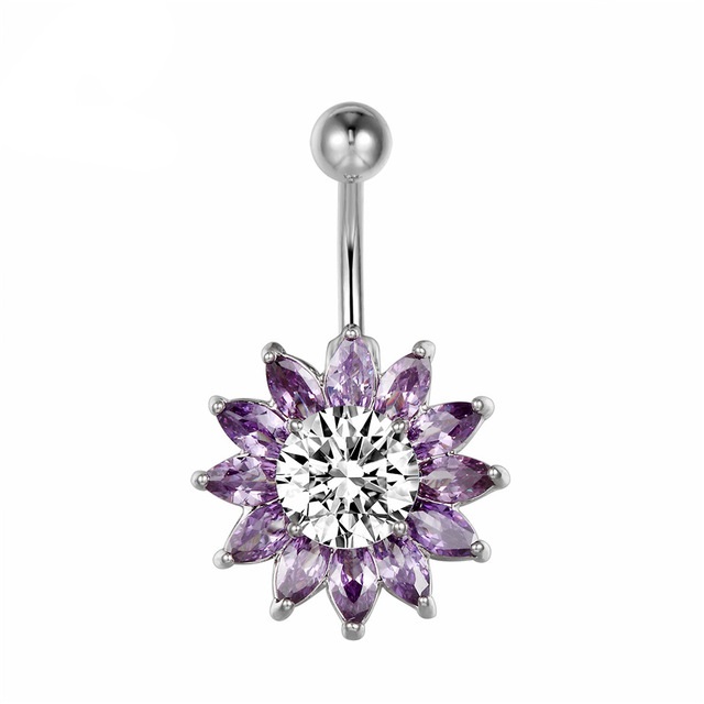 Ljusa CZ G23 Titan navelpiercing 14G 12mm 