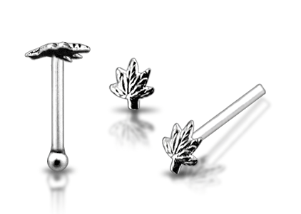 925 Silver Marijuna Nose stud - 2
