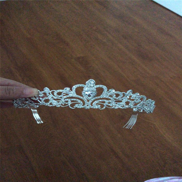 Kristall bröllop hår krona tiara - 4