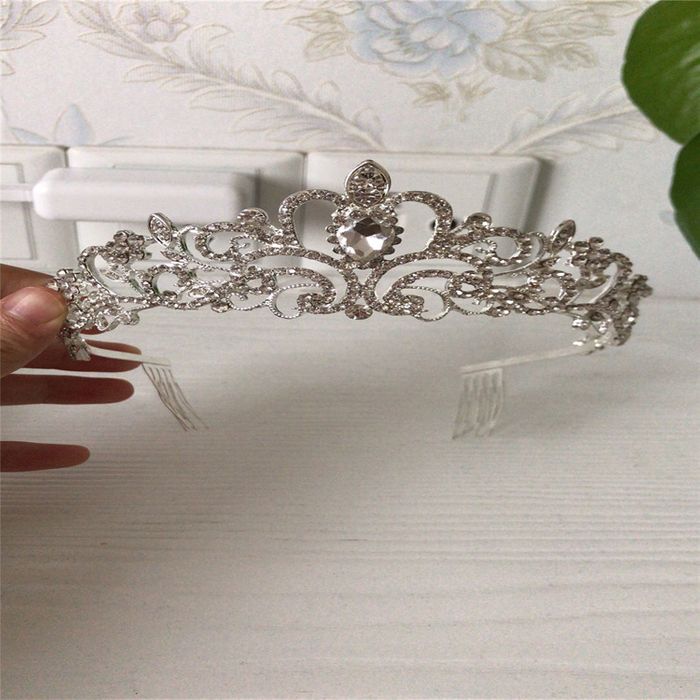 Kristall bröllop hår krona tiara - 3