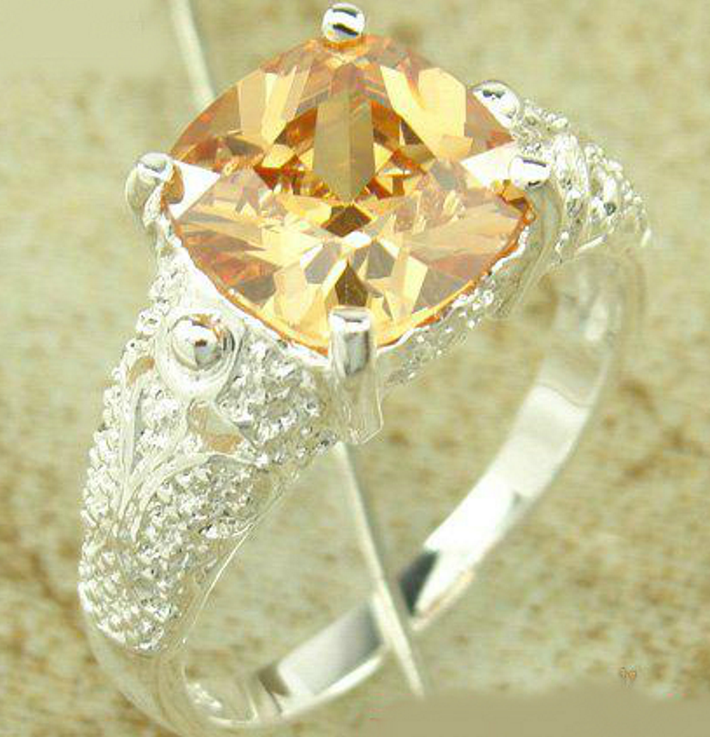Silver jewelry Morganite zircon gemstone ring jewelry #8