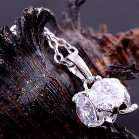 14K White Gold Filled NECKLACE White Topaz - 2