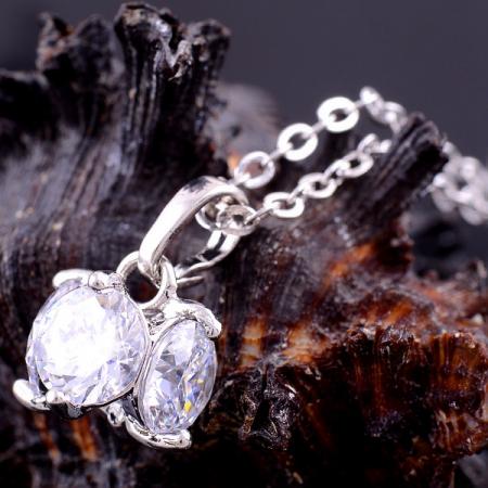 14K White Gold Filled NECKLACE White Topaz - 3