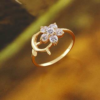 18K Guldfyllda Guld gulddoublé Filled CZ Ring #16