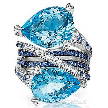 Silver FILLED RING Cyan Sapphire 