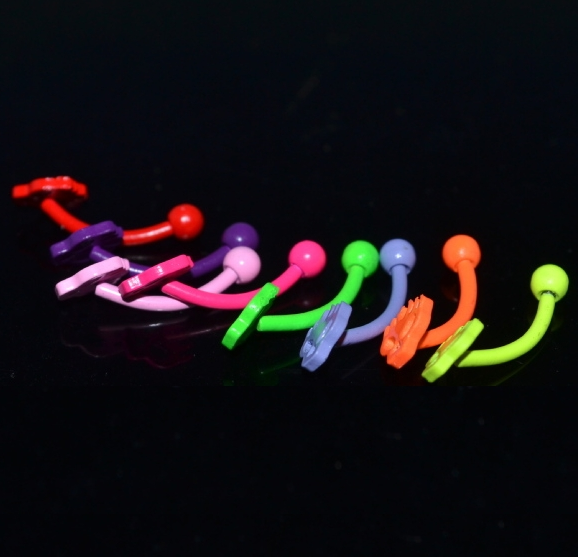 16G blandade 8 färger Rostfritt stål skalle neonfärger piercing ögonbryn ring - 2