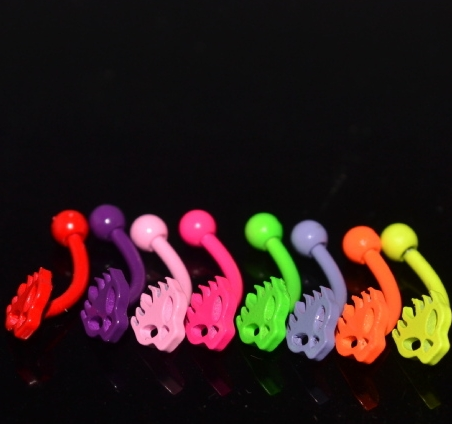 16G blandade 8 färger Rostfritt stål skalle neonfärger piercing ögonbryn ring