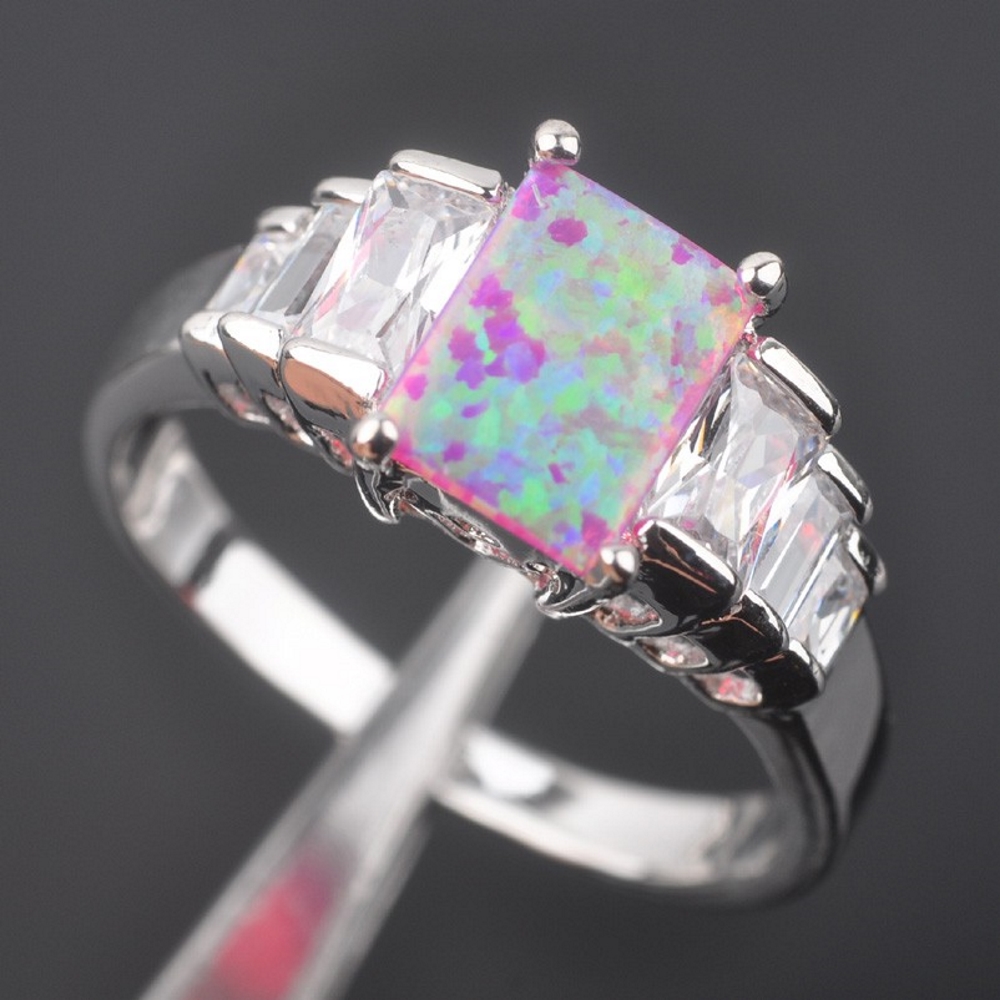 Silver FILLED RING PINK Fire Opal  - 5