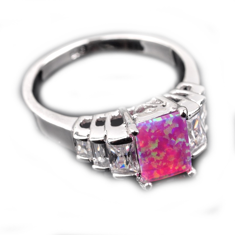 Silver FILLED RING PINK Fire Opal 