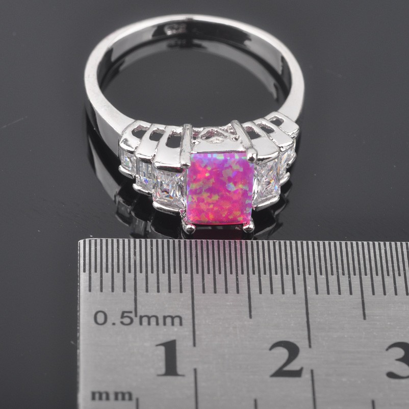 Silver FILLED RING PINK Fire Opal  - 4