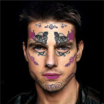 Halloween Temporary Face Art Waterproof Mask Sugar Skull Tattoo Beauty Sticker