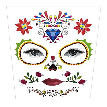 Halloween Temporary Face Art Waterproof Mask Sugar Skull Tattoo Beauty Sticker