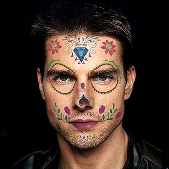 Halloween Temporary Face Art Waterproof Mask Sugar Skull Tattoo Beauty Sticker