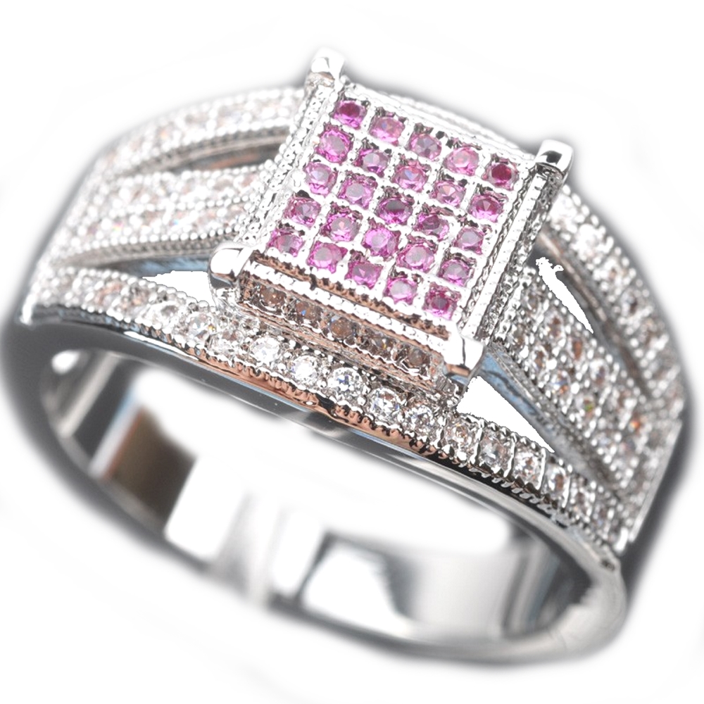 Silversmycken filled ring Röd rubin topas - 2