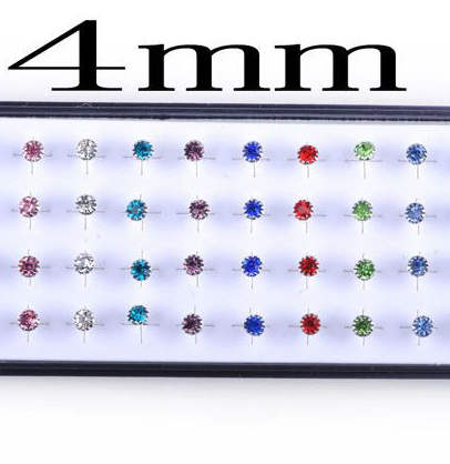 silver earrings CZ 4mm