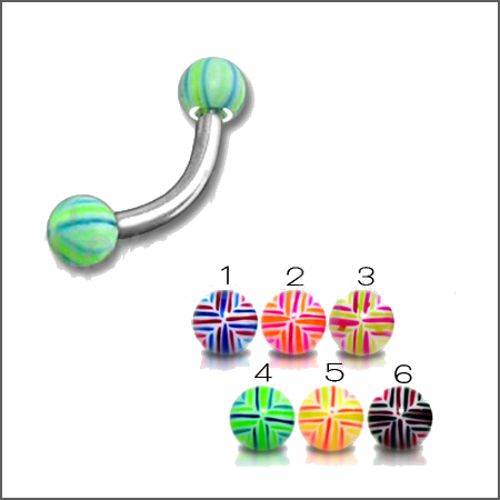 SS Eyebrow Banana with UV Balls - 2