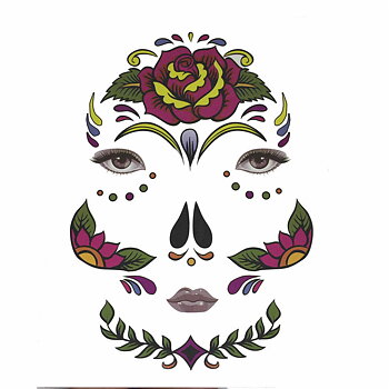 Halloween Temporary Face Art Waterproof Mask Sugar Skull Tattoo Beauty Sticker