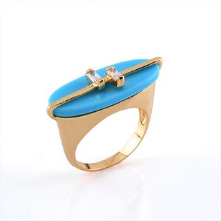 18K Gold Filled CZ Ring blue
