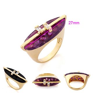 18K Gold Filled CZ Ring blue - 2
