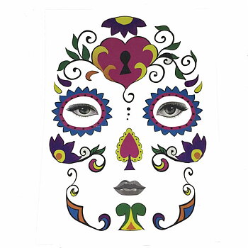 Halloween Temporary Face Art Waterproof Mask Sugar Skull Tattoo Beauty Sticker