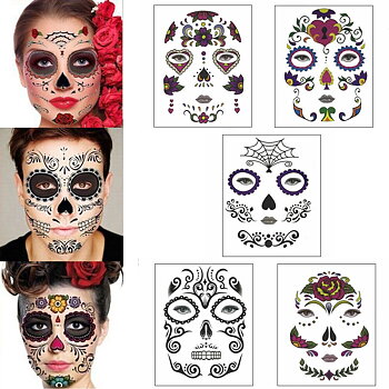 Halloween Temporary Face Art Waterproof Mask Sugar Skull Tattoo Beauty Sticker