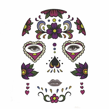 Halloween Temporary Face Art Waterproof Mask Sugar Skull Tattoo Beauty Sticker