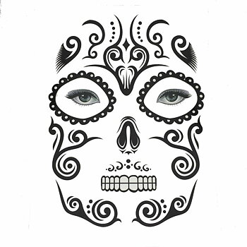 Halloween Temporary Face Art Waterproof Mask Sugar Skull Tattoo Beauty Sticker