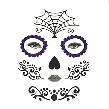 Halloween Temporary Face Art Waterproof Mask Sugar Skull Tattoo Beauty Sticker