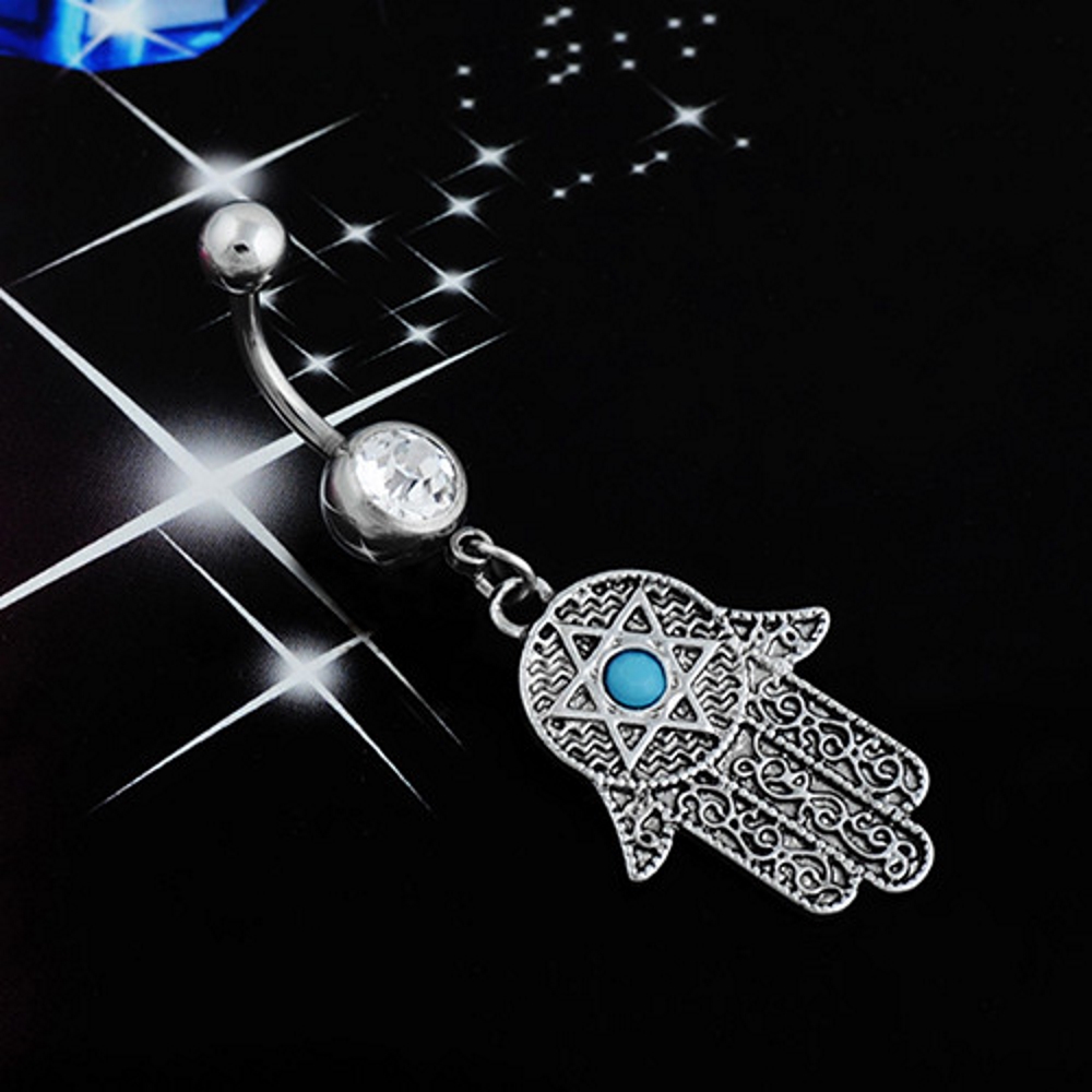 Navel  PIETCING Hamsa Symbol Fatima Hand  - 4