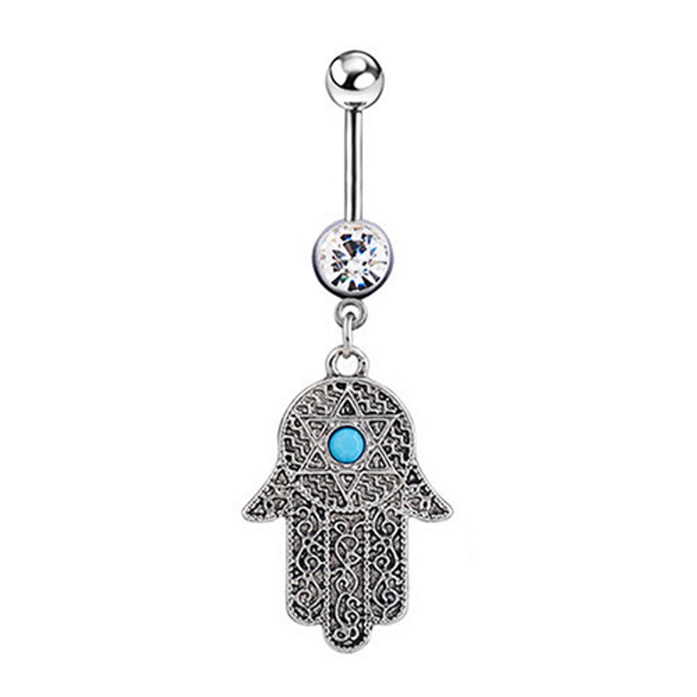 Navel  PIETCING Hamsa Symbol Fatima Hand  - 2