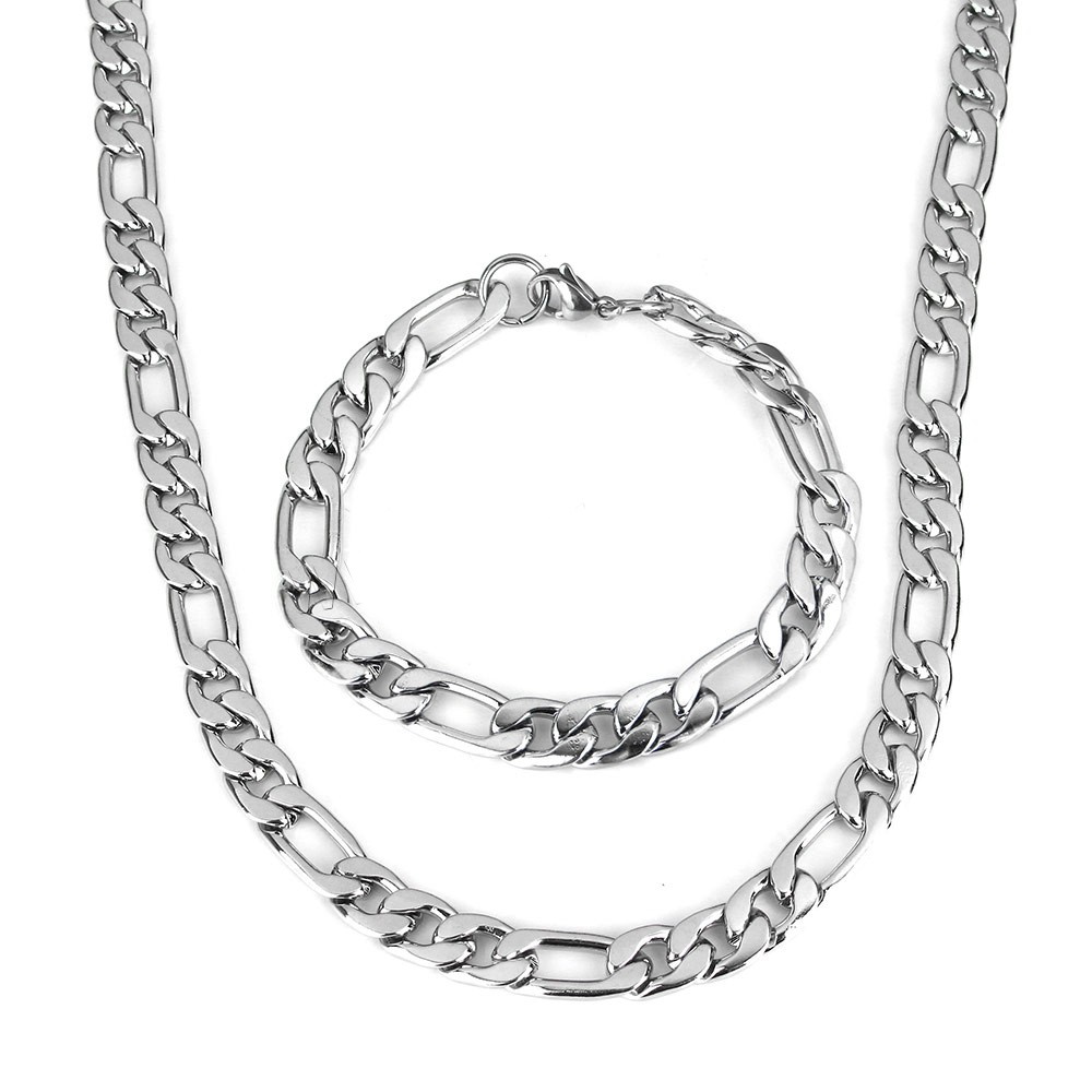 Rostfritt stål halsband + armband Set 9,3mm