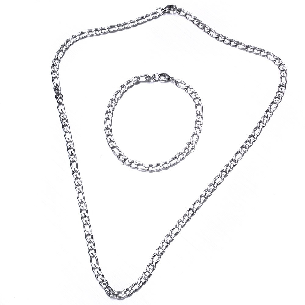 Stainless Steel Necklace + Bracelet 8mm