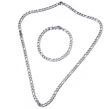 Rostfritt stål halsband + armband Set 8mm