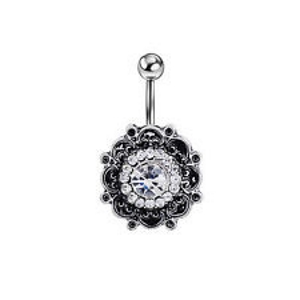 Retro Blomma kristall navelring piercing smycken - 2