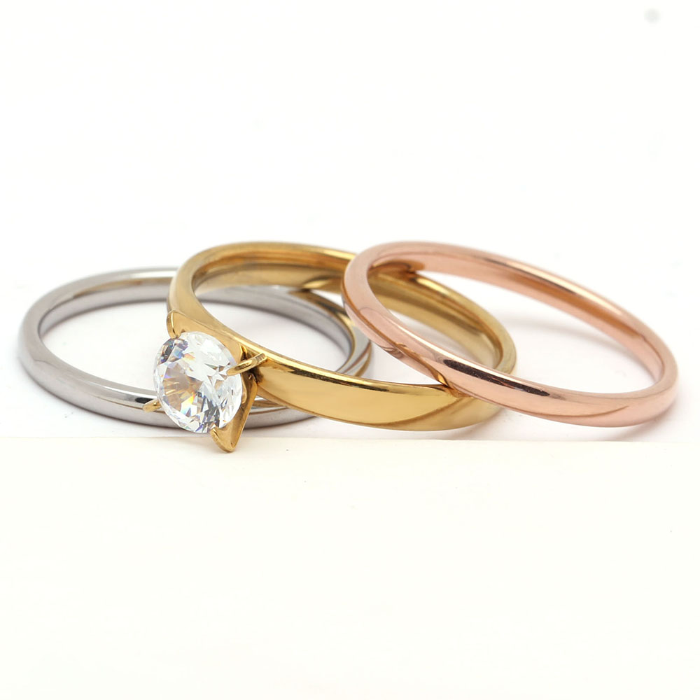 Rostfritt stål ring CZ 3-IN-1