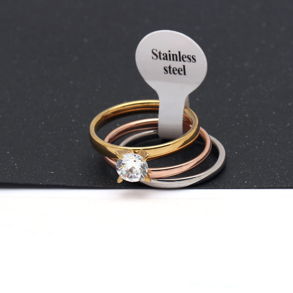 Rostfritt stål ring CZ 3-IN-1 - 4