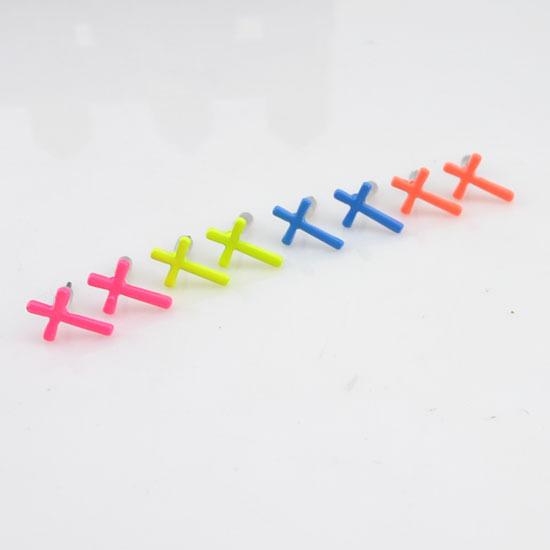 Fashion jewelry neon color cross stud earring mix color NEON - 3