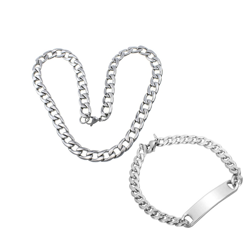 Rostfritt stål halsband + armband 8,5mm