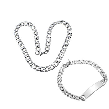 Stainless Steel Necklace + Bracelet 8,5mm