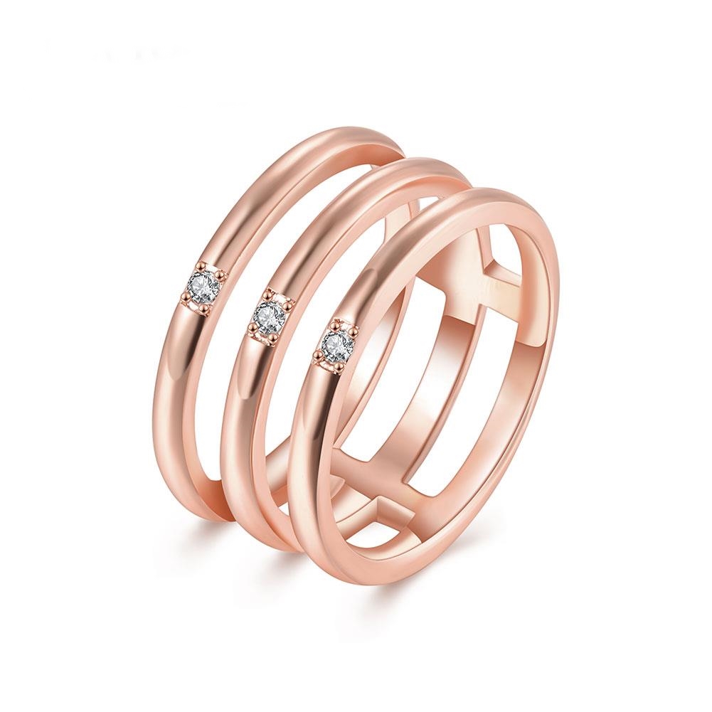 18K ROSE Guldfyllda Guld Filled gulddoublé Ring CZ