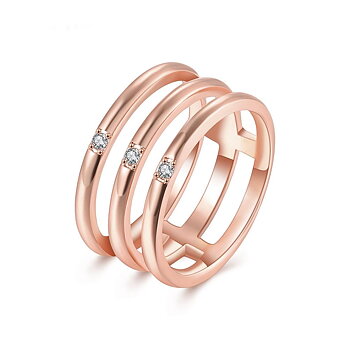 18K ROSE Guldfyllda Guld Filled gulddoublé Ring CZ